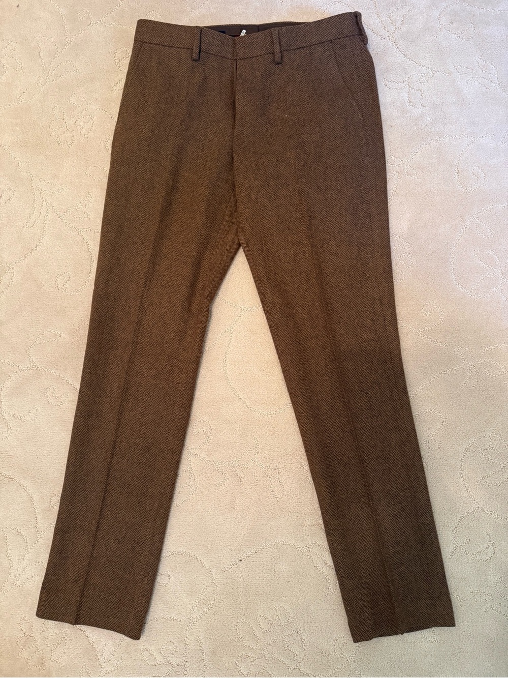 J.Crew Men’s Brown Herringbone Dress Pants 32x34